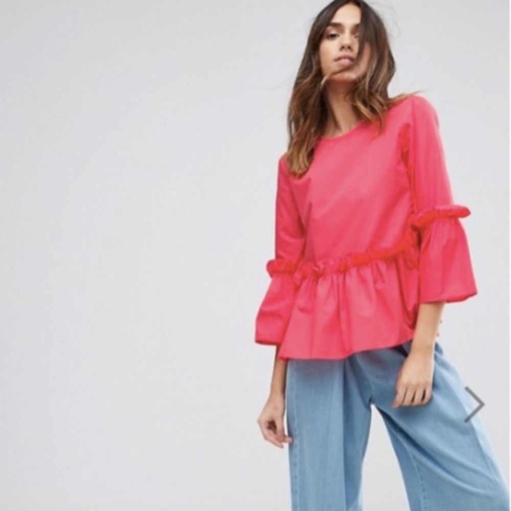 ASOS Ruffle Smock Top Pink (Fits Small 6 or 4)